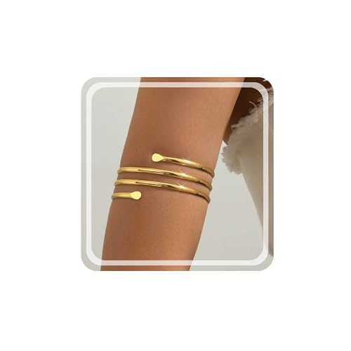 Harlermoon Minimalist Arm Cuff Gold Arm Bracelet Cuff Upper Arm Cuff Bracelets Dainty Arm Cuff Bangle Jewlery for Women