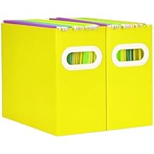 Cardboard Hanging File Folders Organizer,XiePiPiPaper Collapsible File Box For Letter Size,Portable File Holder Storage with Handles,For Desk File Organizer in Office/School/Home,Yellow2Pack