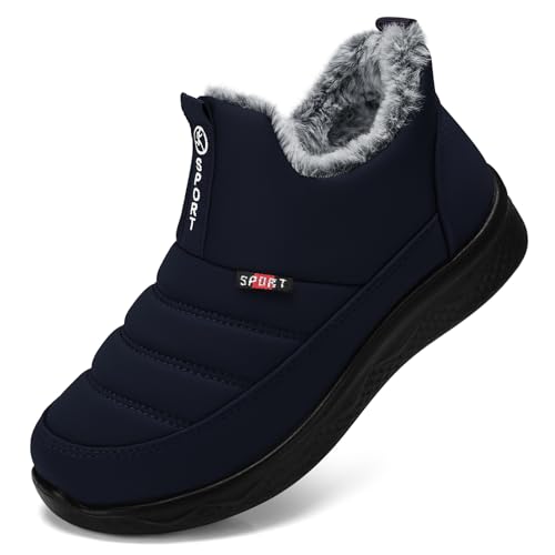 SHIBEVER Womens Winter Snow Boots: Women Ankle Booties Warm Fur Lined Waterproof Insulated Slip On Outdoor Shoes