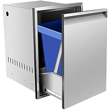 Pull Out Trash Drawer 14" W x 27" H x 20" D Stainless Steel Sliding Rails Pull-Out Trash Drawer Storage with Handle for Trash Bin Adds Convenient Storage in Outdoor Kitchen Or Barbecue Island
