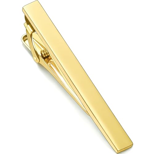 Gold Silver Gunmetal Black Tie Clips for Men Shiny, 2.36 Inch Tie Clip Tie Bar Tie Pins for Standard Ties, Gold Silver Gunmetal Black Mens Tie Clip Tie Clasps Unique Mens Accessories Gifts for Business, Church, Weddings