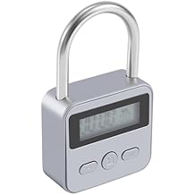 Metal Lock LCD Display Multi-Function Electronic Time 99 Hours Max Timing USB Rechargeable Padlock,Silver