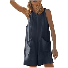 Womens Rompers for Summer Crew Neck Sleeveless Jumpsuit Casual Short Loose Romper Beach Vacation Overalls