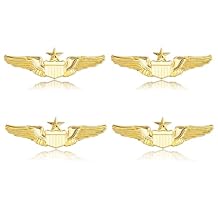 SUPERFINDINGS 4Pcs Wings Pins 2.3" Wide Air Force Senior Pilot Wings Badge Alloy Aviator Wing Pin Metal Pilot Wing Brooch for Hat Shirt Uniform Costume Flight Attendant Pins, Gift for Pilots