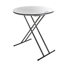 Iceberg IndestrucTable Classic Round Personal Folding Table, Adjustable Height, Indoor/Outdoor, Charcoal, 24" Diameter