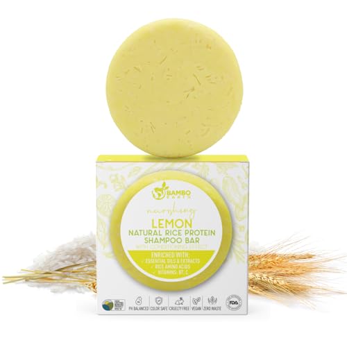 Solid Rice Protein Water Shampoo Bar With Conditioner Effect Hair Soap Shampoo Bars For Hair With All Natural Plant Based Essential Oils And Zero Waste Packaging Lemon