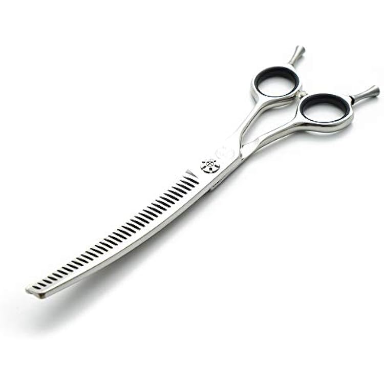 Moontay Professional 7.0 Dog Grooming Chunkers Scissors, Upward Curved Pets Grooming ThinningBlending Shears - Japan 440C Stainless Steel for Pet Groomers or Family DIY Use