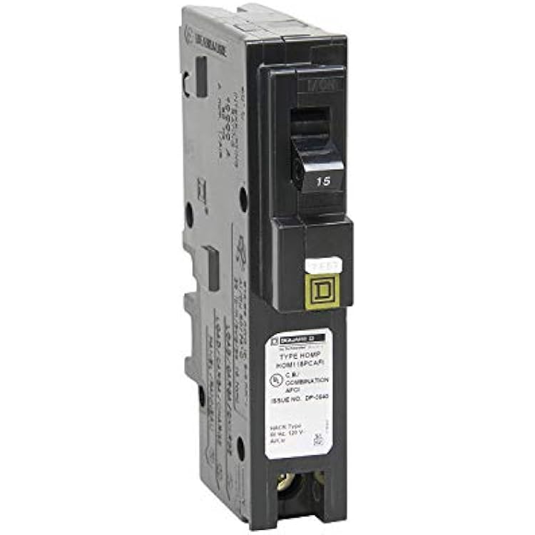 Square D HOM115PCAFIC 3 Pack 15Amp 120V Homeline Plug-On Neutral Single-Pole CAFCI Circuit Breaker, Black