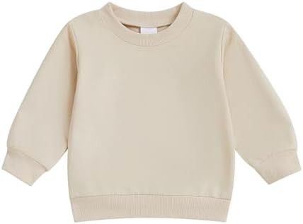 Toddler Baby Boy Girl Clothes Crewneck Sweatshirt Solid Color Long Sleeve Pullover Tops Fall Winter Casual Outfit