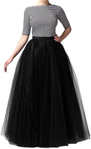 WDPL Wedding Planning A-line Maxi Long Tulle Skirt for Women Foor Length Evening Party Skirts