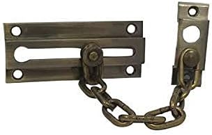 QCAA Solid Brass Chain Door Guard, with 9 Links Steel Chain, Antique Brass, 1 Pack, Made in Taiwan