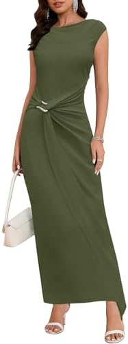 Summer Cocktail Dresses for Women Bodycon Casual Mock Neck Cap Sleeve Dress Elegant Wedding Guest Long Maxi Dress