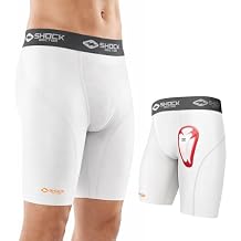 Shock Doctor Compression Shorts with Protective Bio-Flex Cup, Moisture Wicking Vented Protection - Youth