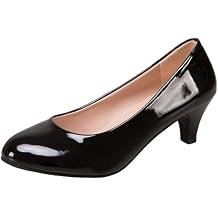WUIWUIYU Womens Office Kitten Heels Pumps Slip On Evening Dress Work Cute Sexy Pump Shoes
