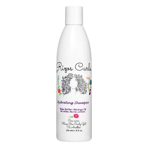 Rizos Curls Hydrating Shampoo, Gently Cleanse, Deeply Moisturizes & Nourishes Scalp, Soft & Healthy Hair from Shea Butter & Moringa Oil, For All Hair Types 1a - 4c, 10 oz
