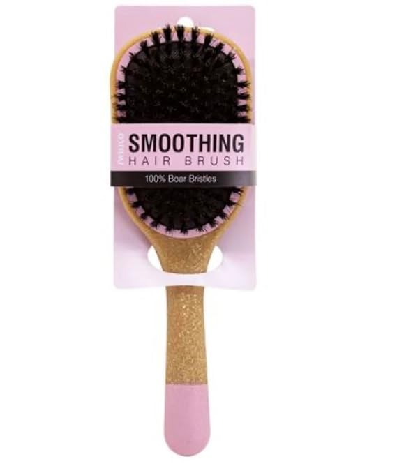 Swissco Smoothing Hair Brush 100% Boar Bristles (Pink & Tan)