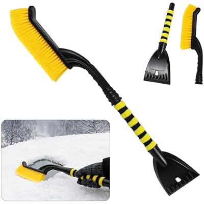 26 Snow Brush & Ice Scraper for Car Windshield Window, 2-in-1 Detachable Snow Removal Scraper, Scratch Free Snow Removal Tool with Ergonomic Foam Grip, Winter Car Accessories Yellow
