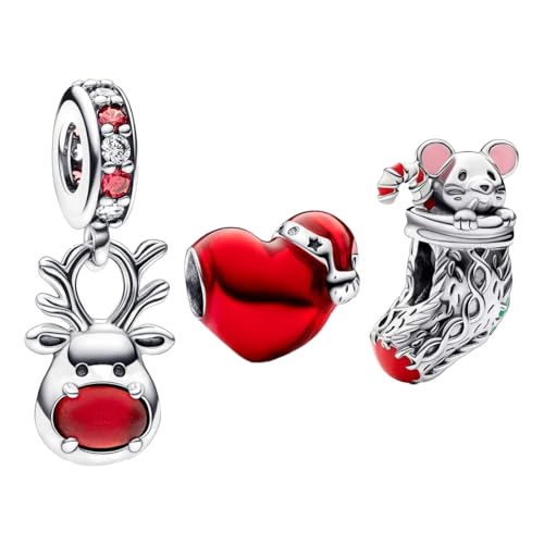 Gingerbread Man Charms Snowmen Compatible with Pandora Bracelets Gold Charm Heart Christmas Jewellery Gift for Women
