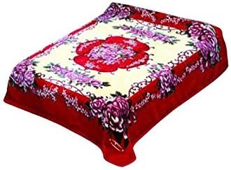 SOLARON Korean Super Thick Mink Blanket Twin Size 63" x 87" Red Vector Roses BM60