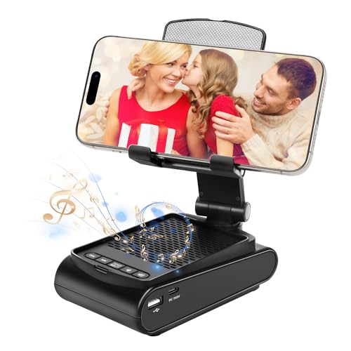 Multi-Angle Adjustable Mobile Phone Holder with Built-in Bluetooth Speaker, Suitable for Home and Outdoor use, Easy to Carry, with Non-Slip Base, a Unique Birthday Gift for Boys or Husband