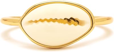 Pura Vida Rings Simple Cowrie Shell Statement Ring Boho Jewelry - Gold, Size 5-9