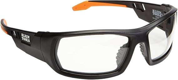 KLEIN TOOLS 60163 Safety Glasses, Professional PPE Protective Eyewear with Full Frame, Scratch Resistant and Anti-Fog, Clear Lens