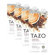 TAZO Espresso Chai Latte, Black Tea Concentrate, Easy to Serve Espresso Chai Tea for Everyday Cafe Style Lattes, Hot or Iced Coffee-like experience, Barista Approved, 32oz Tea Mix Carton (Pack of 4)