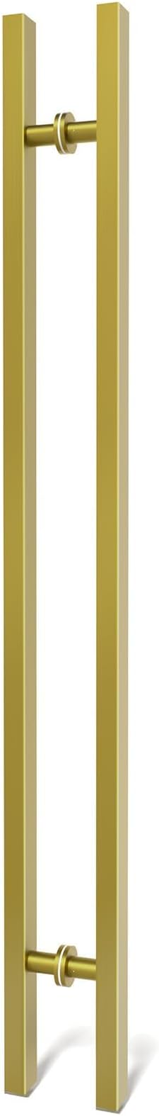 Titanium Gold Square Barn Door Handles 12"/16"/18"/24"/36"/48"/59'', Pull Push Long French Door Handle Double Sided, Large Front Exterior Shower Door Pull Handles