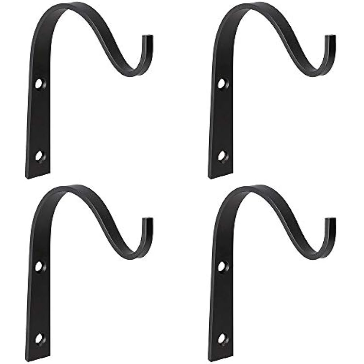 Mkono 4 Pack Iron Wall Hooks for Hanging Plant Lanterns, Plant Hanger Fence Metal Bracket for Bird Feeders, Wind Chimes, Mason Jar Sconces, Light Outdoor Indoor Rustic Home Decor, 3 Inch