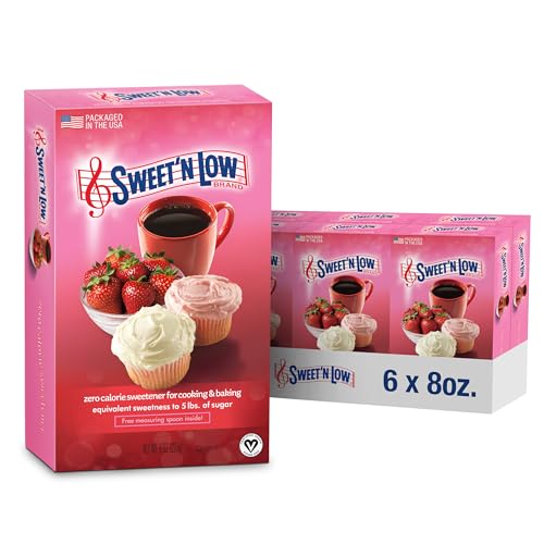 SweetN Low Zero-Calorie Sweetener, Contains Saccharin, Sugar Substitute, Keto, Vegan, Gluten-Free, Great for Cooking, Baking, Coffee, Tea, HotCold Beverages, 8oz Box Pack of 6, Strawberry