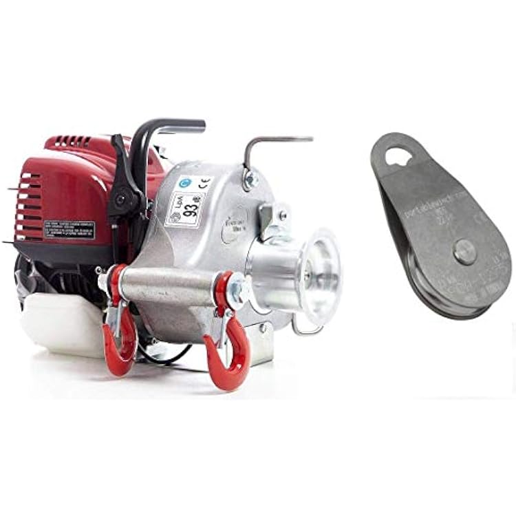 Portable Winch PCW3000 Gas-Powered Capstan Pulling Winch with PCA-1275 Swing Side Snatch Block Bundle, 2 Items