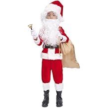 OVOV 11 Pcs Kids Santa Costume Deluxe Kids Santa Suit Toddler Santa Claus Costume for Halloween Cosplay