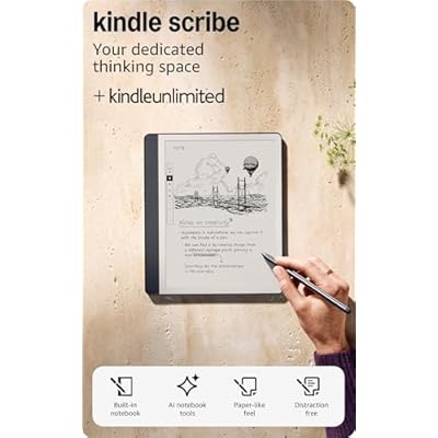 Like-New Amazon Kindle Scribe (32 GB) - Your notes, documents and books, all in one place. With built-in AI notebook summarization. Includes Premium Pen - Tungsten - With 3 months of Kindle Unlimited