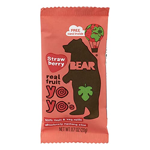 BEAR, REAL FRT YOYO, STRAWBERRY, Pack of 6, Size 3.5 OZ - No Artificial Ingredients Dairy Free Gluten Free GMO Free Kosher Vegan Wheat Free Yeast Free