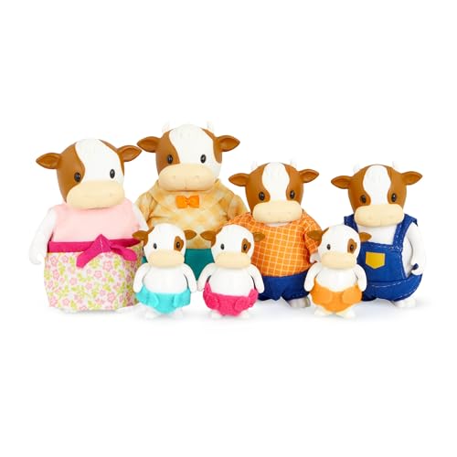 Lil Woodzeez The FitzMoo Cow Family Set of 7 Collectible Posable Cow Figures Pretend Play Doll Figures 3 Years Perfect for Little Animal Lovers & Creative Play