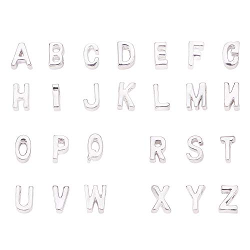 LiQunSweet 26 Pcs Letter Alphabet Metal Alloy Loose Beads for Women Men Initial Jewelry Making DIY Craft Supplies - 10x3mm