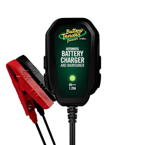 Battery Tender Junior 6V, 1.25 AMP Battery Charger and Maintainer: Fully Automatic 6V Automotive Battery Charger for Cars, Motorcycle, ATVs, and More - 022-0196