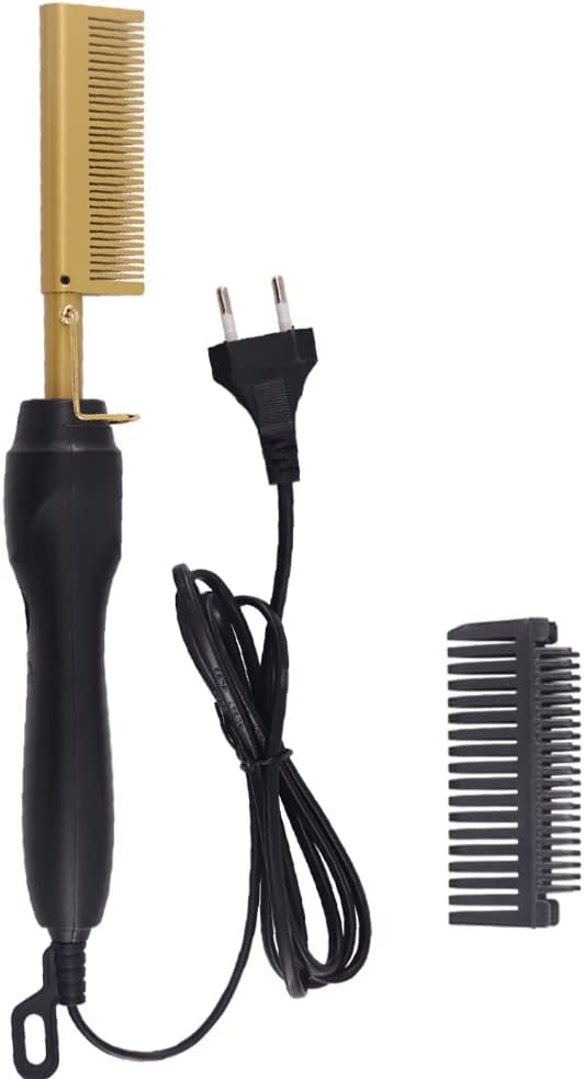 Heat Hot Ceramic Curling Electric Straightening Pressing Comb Hair Straightener Curler For Natural Hair and Beards Flat Iron Designed
