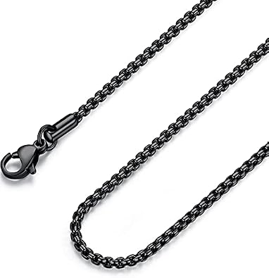 FOSIR Three Type Black Chain Necklace Set for Men Women