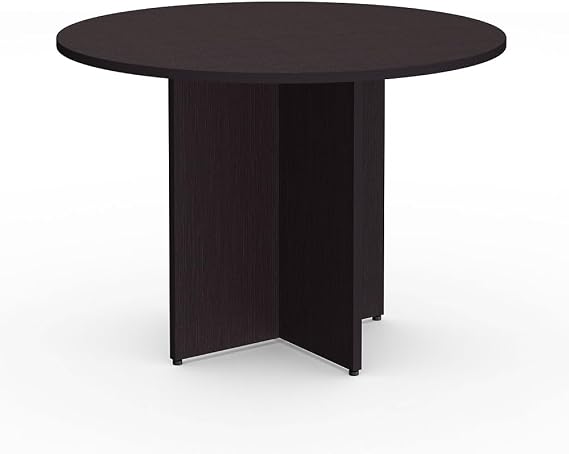 NBF Conference Table Round Meeting Desk for Office Collaboration, 42" D, Espresso, At Work Collection