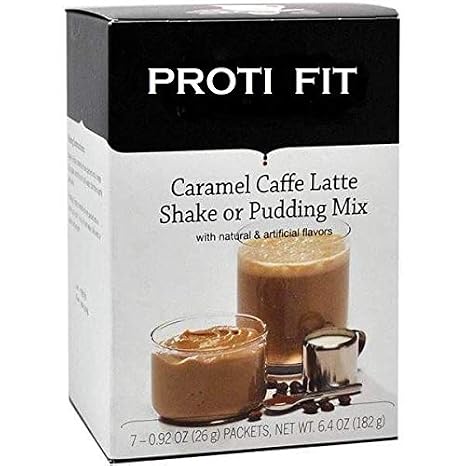 Proti Fit - High Protein Diet Shake & Pudding Mix | Caramel Caffe Latte | Low Calorie, Low Fat, Low Sugar (7/Box