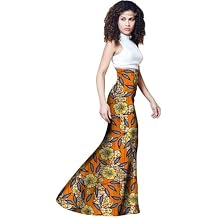 BAZINRICHE High Waisted Skirts for Women African High Waist Long Skirts Mid-Calf Skirt