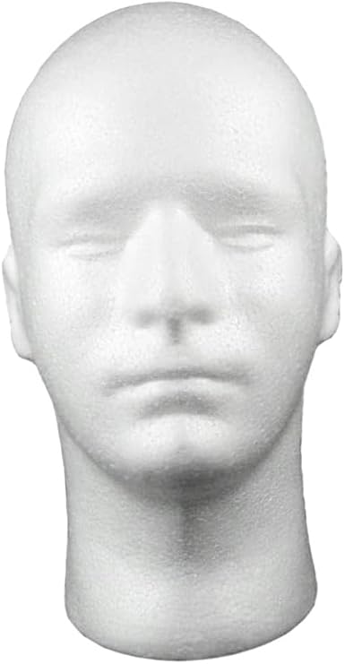 Male Foam Head Form Model, Mannequin Display for Masks Hats Wigs Halloween Decoration, Wig Stand, Mannequin Head Foam Display for Masks Hats DIY Decoration Wig Head Manikin Head Styrofoams Foam Head