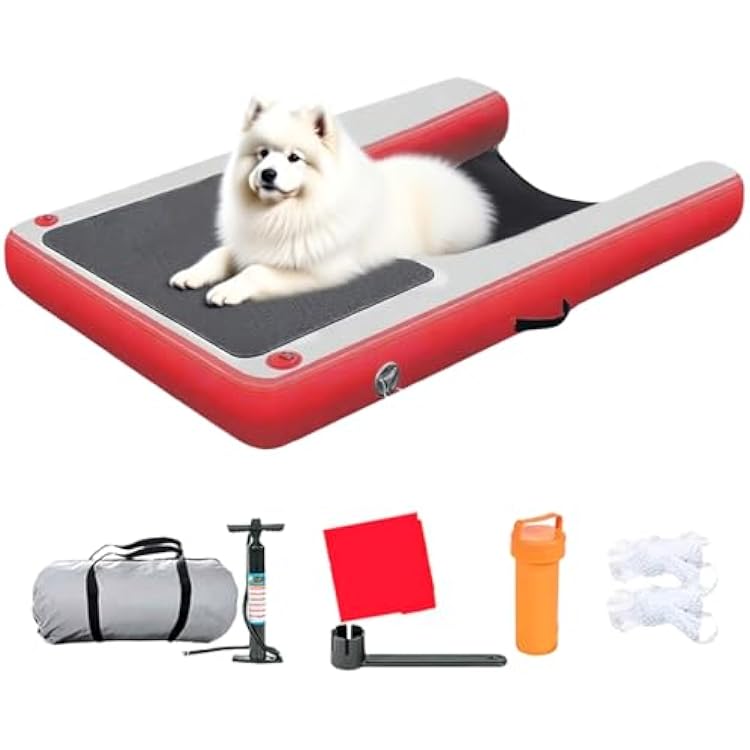 High Visibility Medium Dog Water Ramp, Inflatable Dog Water Ramp Pet Dock, Comfortable Dog Pool Ramp for Boat Lakes Pools DocksRed,150x100x15cm59.1x39.4x5.9in
