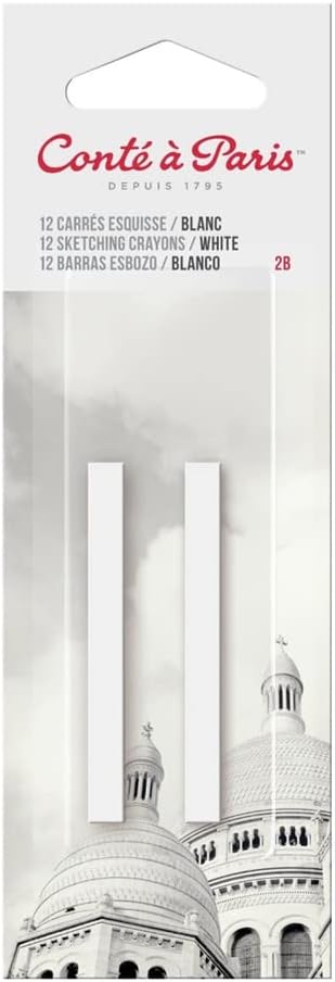 Conte a Paris Sketching Carre Crayons, 2 Pack, White 2B