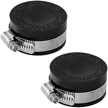Fernco QC-101 2 Pack 1 1/2-in. Qwik Cap Flexible PVC Pipe Cap with Stainless Steel Clamps, Black