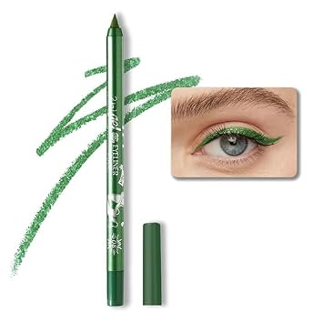 Colored Gel Glitter Eyeliner ,Waterproof Pearl Eye Shadow Pencil Metallic Glitter Eye Liner Pencil for Women,Eye Liners & Shadow Pencil Eye Makeup (08# Green)