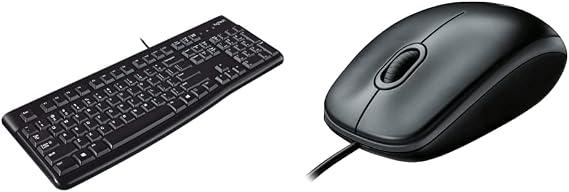 Logitech K120 Ergonomic Desktop USB Wired Keyboard B100 Corded Mouse Wired USB Mouse - Black