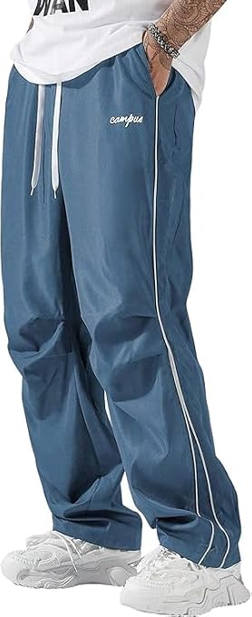 QJQ Men's Y2K Baggy Sweatpants Parachute Pants Wide Leg Vintage Track Pants Casual Streetwear Bottom
