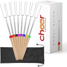 Cheer Collection Marshmallow Roasting Sticks - Set of 8 Extra-Long Smores Sticks for Fire Pit, Extendable Roasting Sticks for Campfire, Smores Kit for Fire Pit & Camping Essentials with Storage Bag
